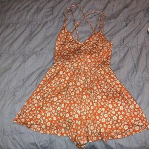 orange floral romper